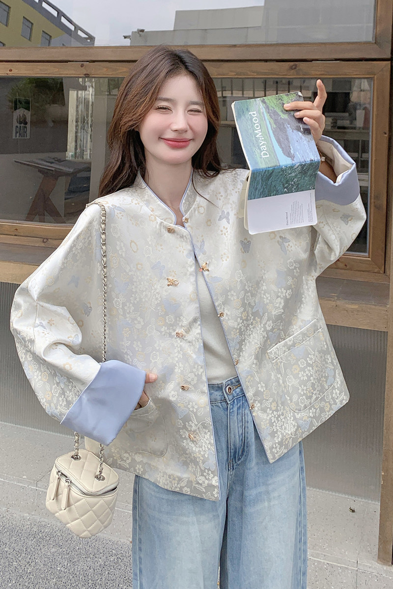 秋季新款现货新中式蝴蝶仿宋锦提花外套1532452P140K198,女装短外套,浙宝153