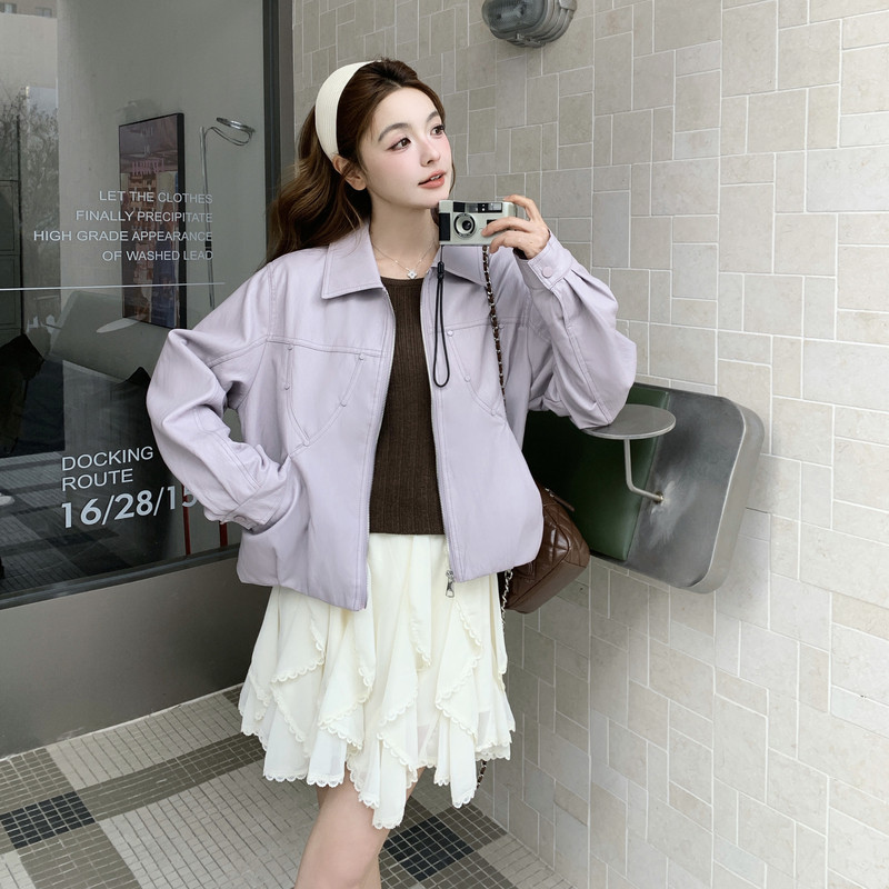 2026春季新款现货韩版皮衣外套1535204P155K248，女装皮衣，浙宝153