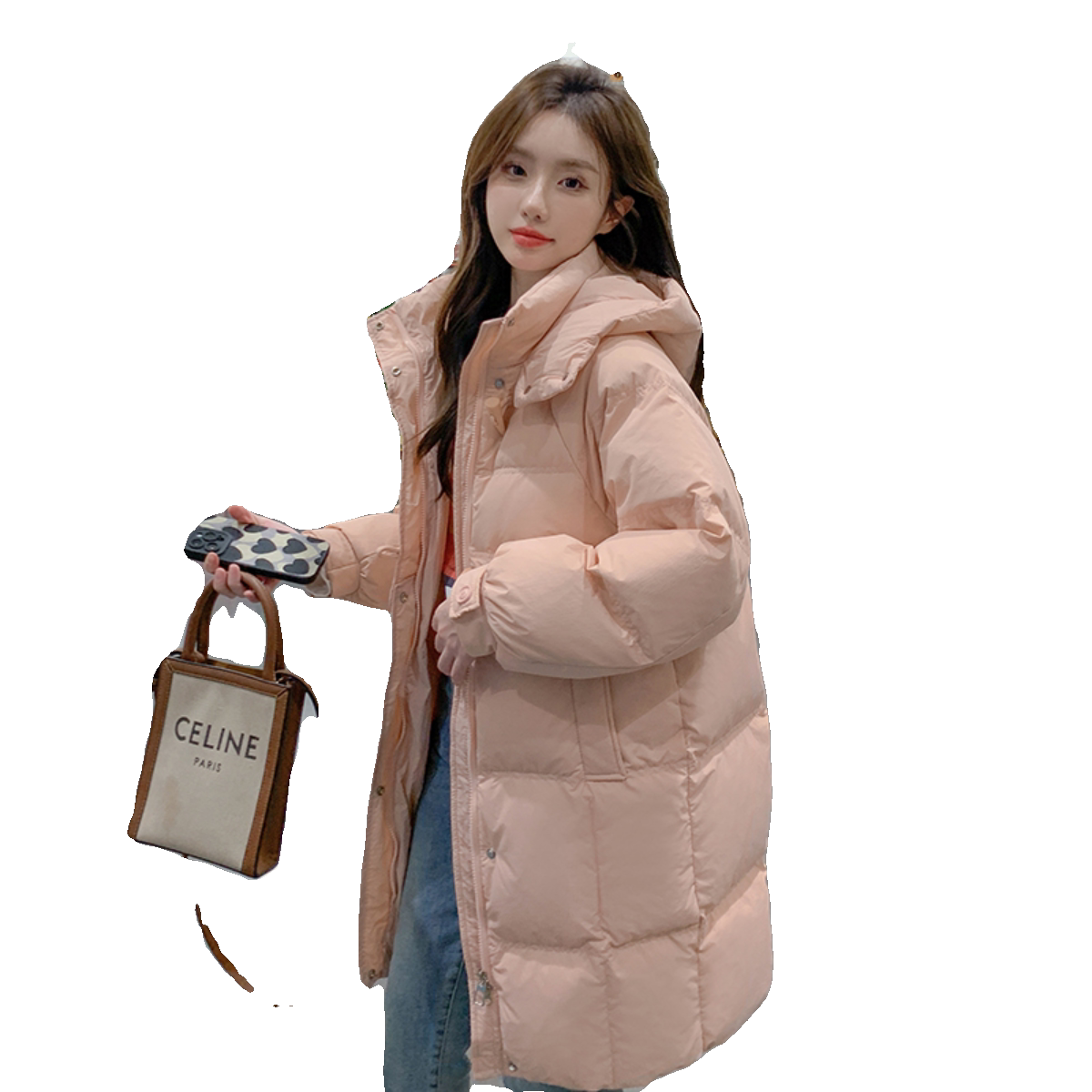 现货50羽绒服牛角扣中长款加厚外套22816P260控398,女装棉衣/棉服,浙宝153
