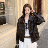 2026新款现货韩版宽松皮衣外套1535210P150K248，女装皮衣，浙宝153