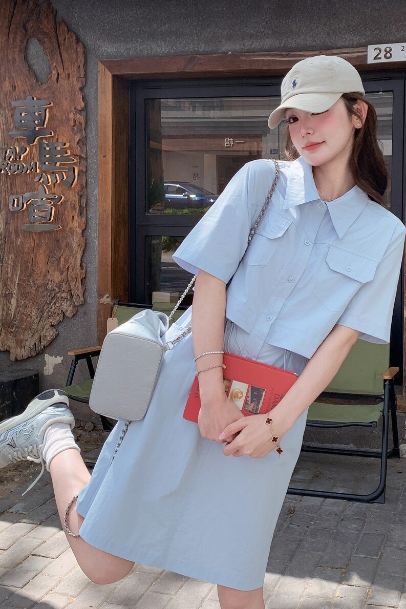 夏季新款现货工装风假两件连衣裙1532629P145K208,女装连衣裙,浙宝153