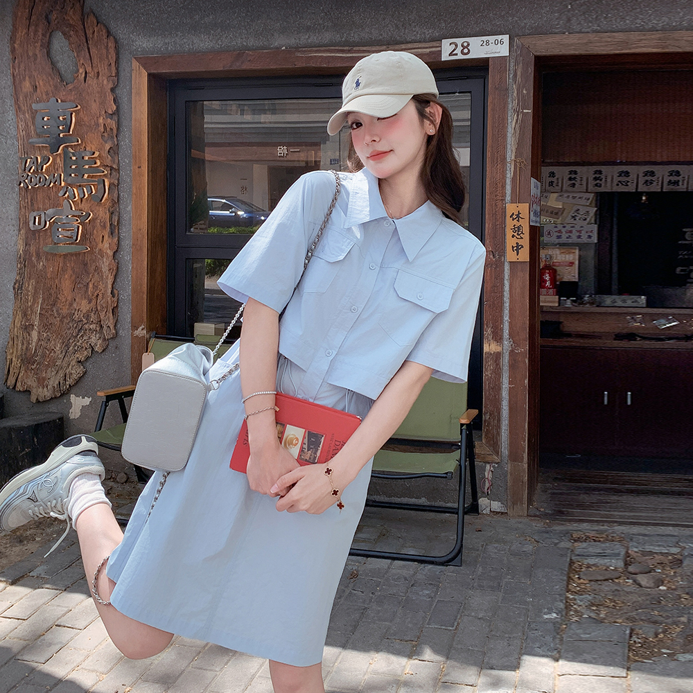 夏季新款现货工装风假两件连衣裙1532629P145K208，女装连衣裙，浙宝153
