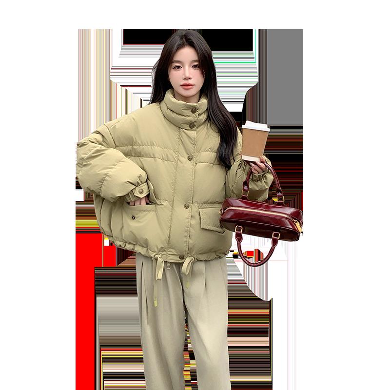 冬季新款现货50绒抹茶色面包羽绒服大版型1532492P230K348,女装羽绒服,浙宝153