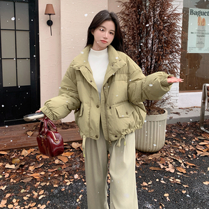 冬季新款现货 50绒抹茶色面包羽绒服大版型153 2492P230K348图片