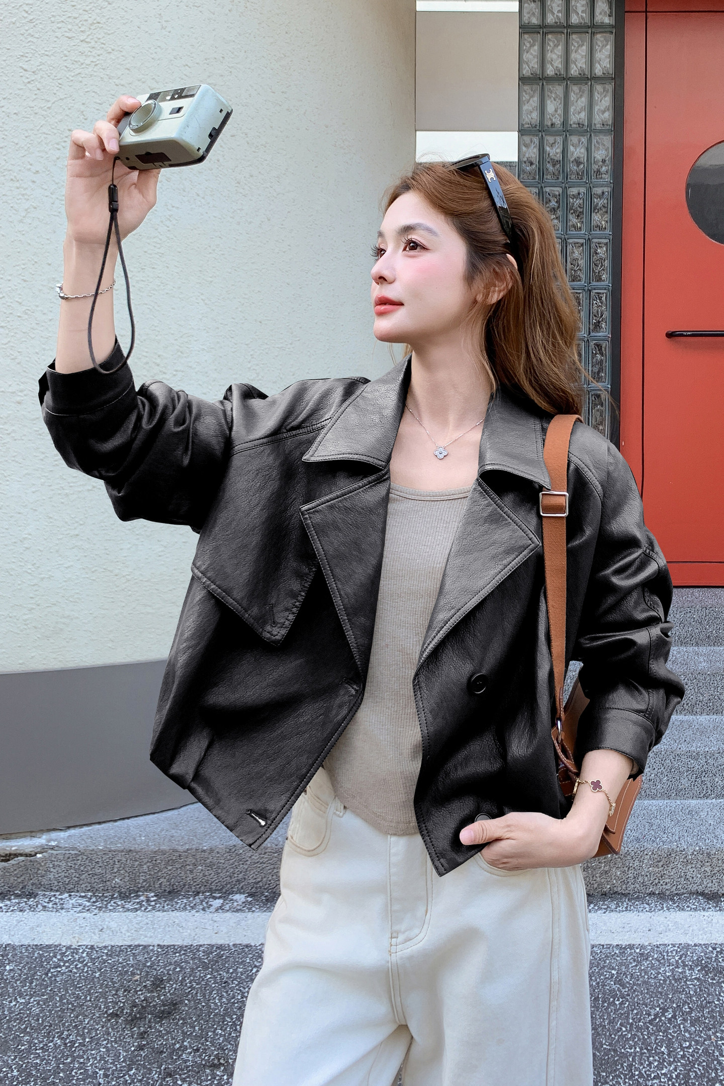 2026春季新款现货韩版宽松皮衣外套1535214P155K248,女装皮衣,浙宝153
