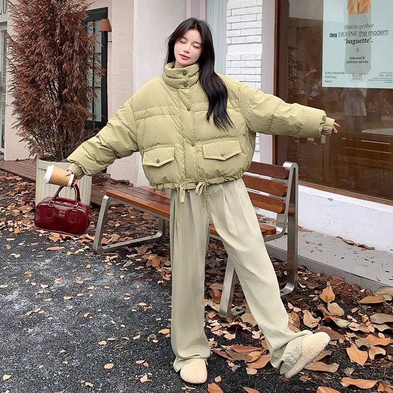 冬季新款现货50绒抹茶色面包羽绒服大版型1532492P230K348,女装羽绒服,浙宝153