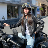 2026春季新款现货韩版双领皮衣外套1535208P150K248，女装皮衣，浙宝153