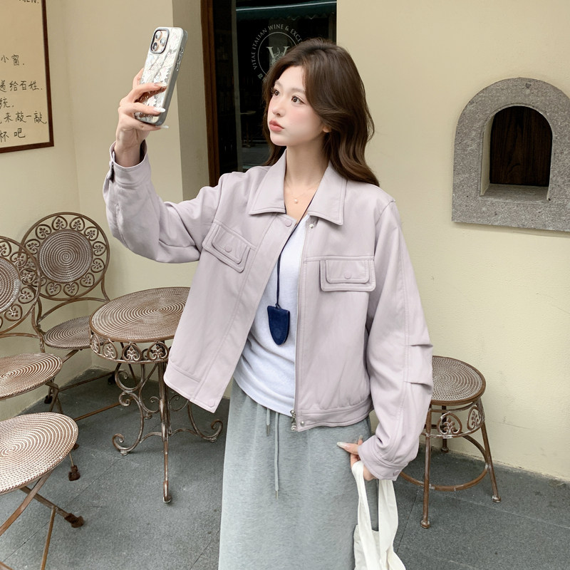 2026新款现货韩版宽松皮衣外套1535210P150K248，女装皮衣，浙宝153