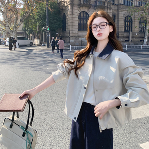 2026春季新款 现货 韩版撞色拼接宽松外套153 5215P160K258，女装短外套，浙宝153