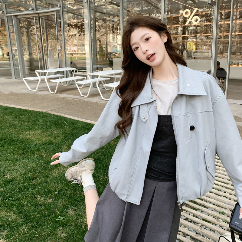 2026新款现货韩版宽松皮衣外套1535221P160K258,女装皮衣,浙宝153