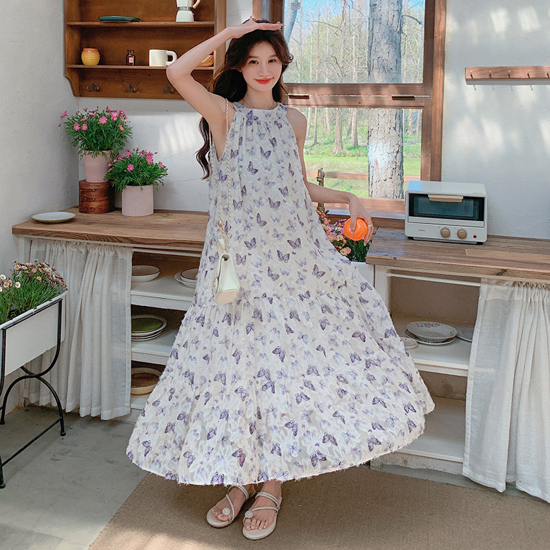 新款仙女招财小蝴蝶挂脖连衣裙1532425P105K158,女装连衣裙,浙宝153