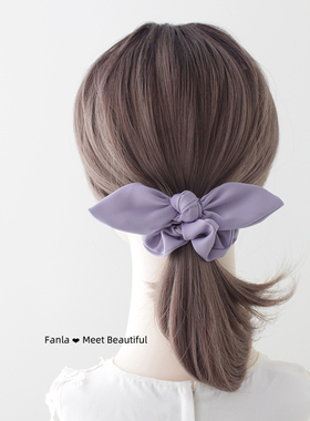 范拉手作甜美可爱蝴蝶结小肠圈百搭简约灰紫色发圈扎头发皮筋头绳
