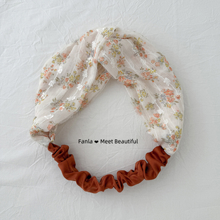 范拉手作2026新款甜美小碎花交叉宽边布艺发带式发箍气质温柔头饰