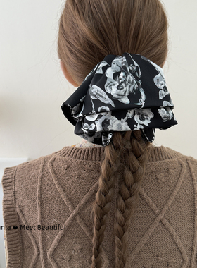 范拉手作高级感黑色水墨复古饱满后脑勺裙摆抓夹时尚洋气马尾夹