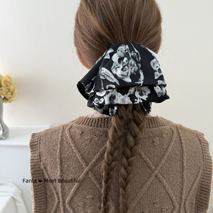 范拉手作高级感黑色水墨复古饱满后脑勺裙摆抓夹时尚洋气马尾夹
