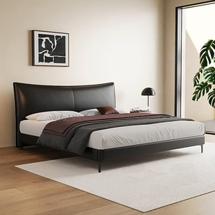 意式 极简真皮床轻奢三抽软包床薄床头小户型主卧储物床次卧双人床