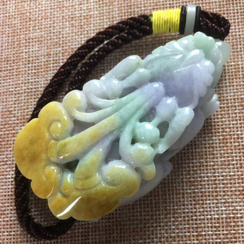 缅甸翡翠a货糯种手工雕刻招财貔貅手玩件仿古精雕玉石文玩手把件