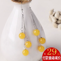 Этнические янтарные серьги из воскового агата, этнический стиль