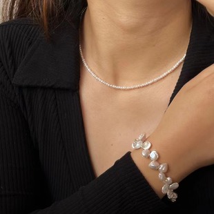 偷偷藏不住赵露思桑稚同款法式复古极细稀有强光近圆天然珍珠项链