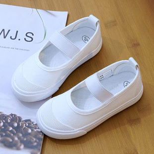 幼儿园小白鞋室内表演鞋女童布鞋百搭软底女宝帆布鞋小学生演出鞋