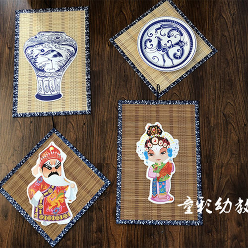青花瓷幼儿园竹帘走廊空中吊饰