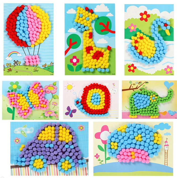 立体贴画毛球美劳儿童手工制作材料包幼儿园diy益智亲子手工diy