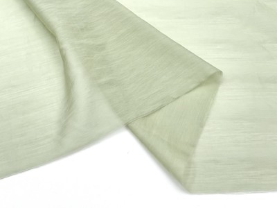 半透珠光细腻 淡绿色真丝丝麻天丝亚麻时装面料衬衫汉服古风布料