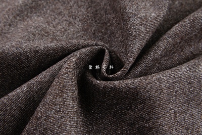 进口复古 棕褐色80%wool细纹细纹羊毛呢毛料面料西装外套秋冬布料