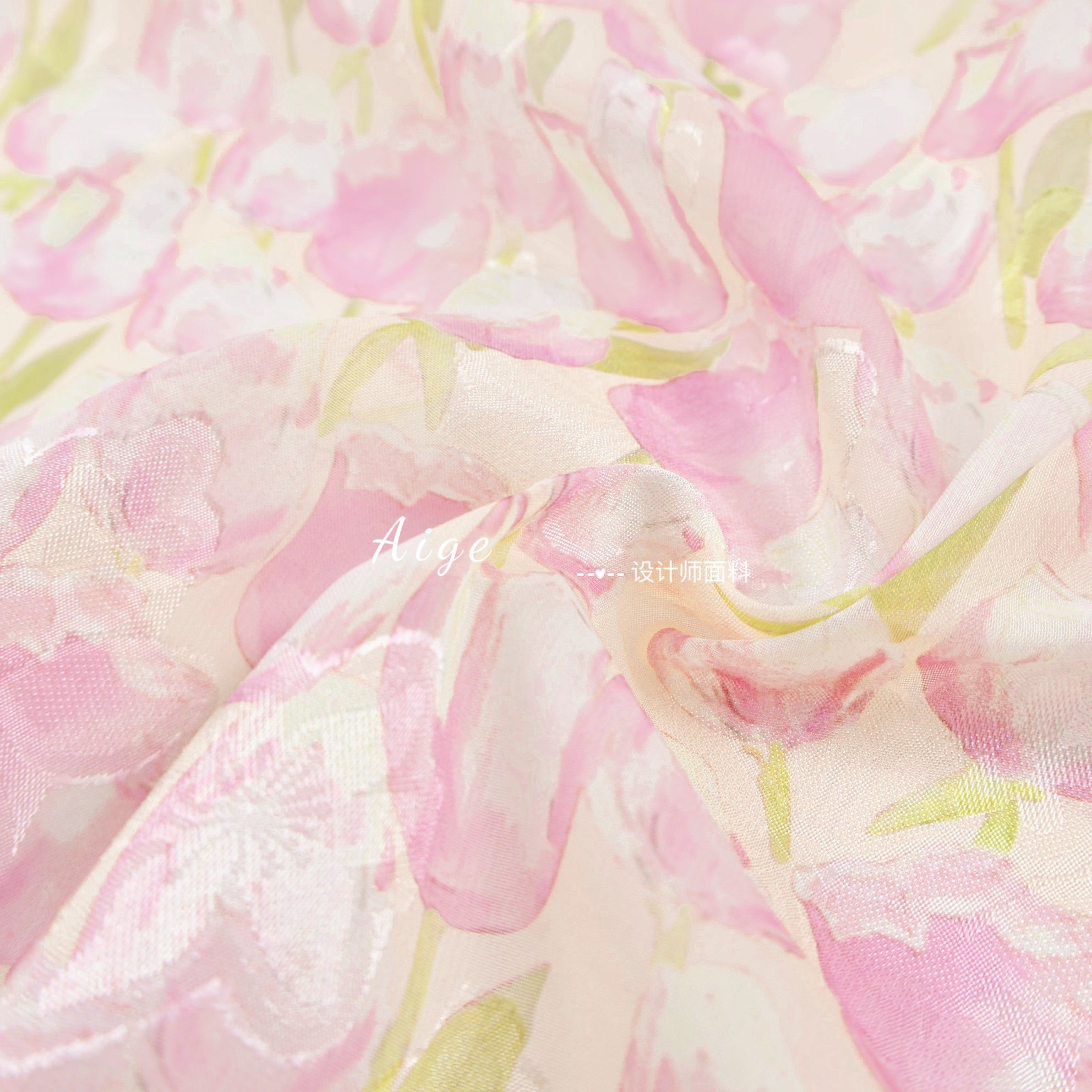 薄款半透垂感 粉色郁金香印花剪花提花雪纺布料汉服连衣裙面料diy,居家布艺,海绵垫/布料/面料/手工diy,淘宝优惠券,粉丝福利购,淘宝优惠卷