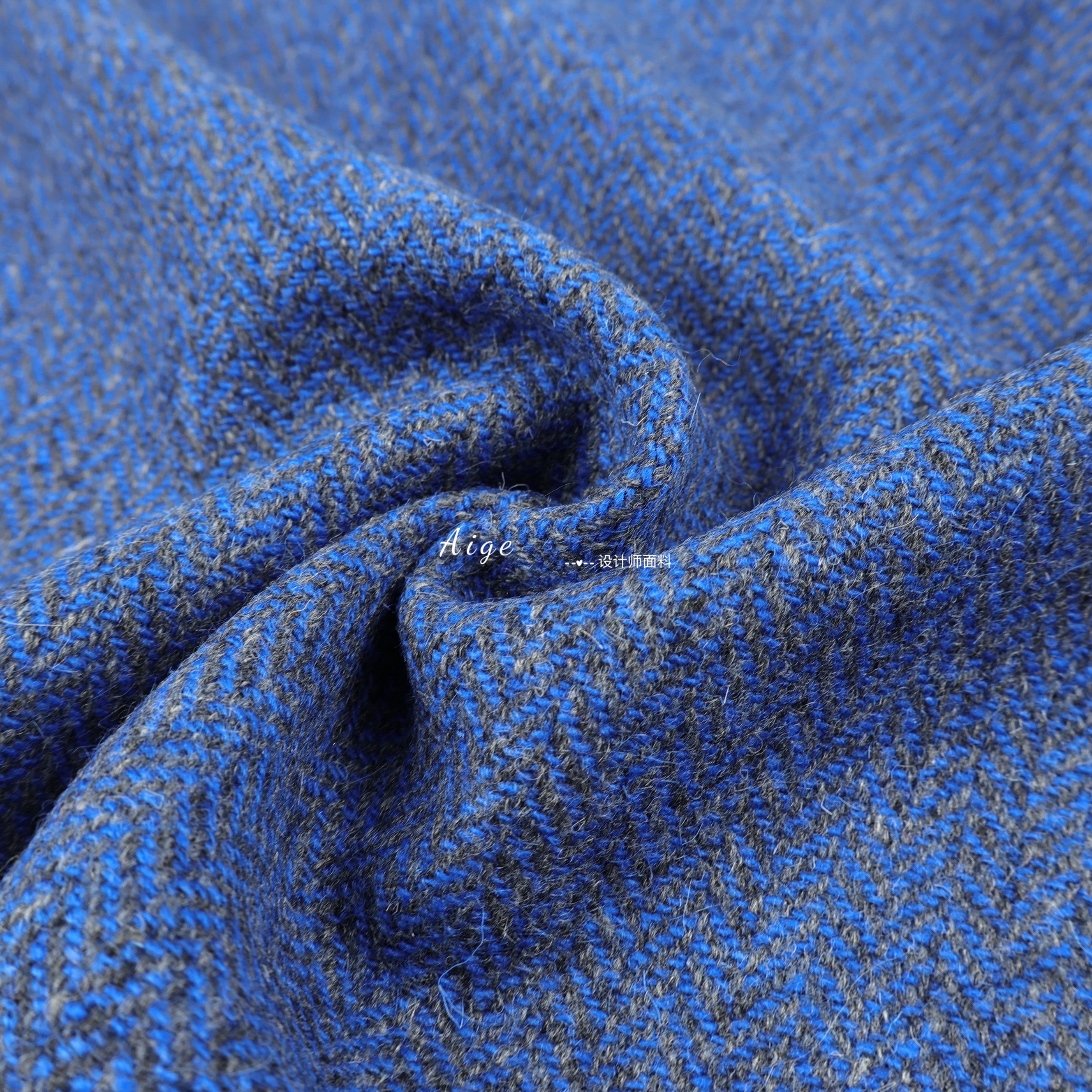 进口细腻 蓝色人字纹纯羊毛薄款毛呢毛料面料春秋西装裤服装布料,居家布艺,海绵垫/布料/面料/手工diy,淘宝优惠券,粉丝福利购,淘宝优惠卷