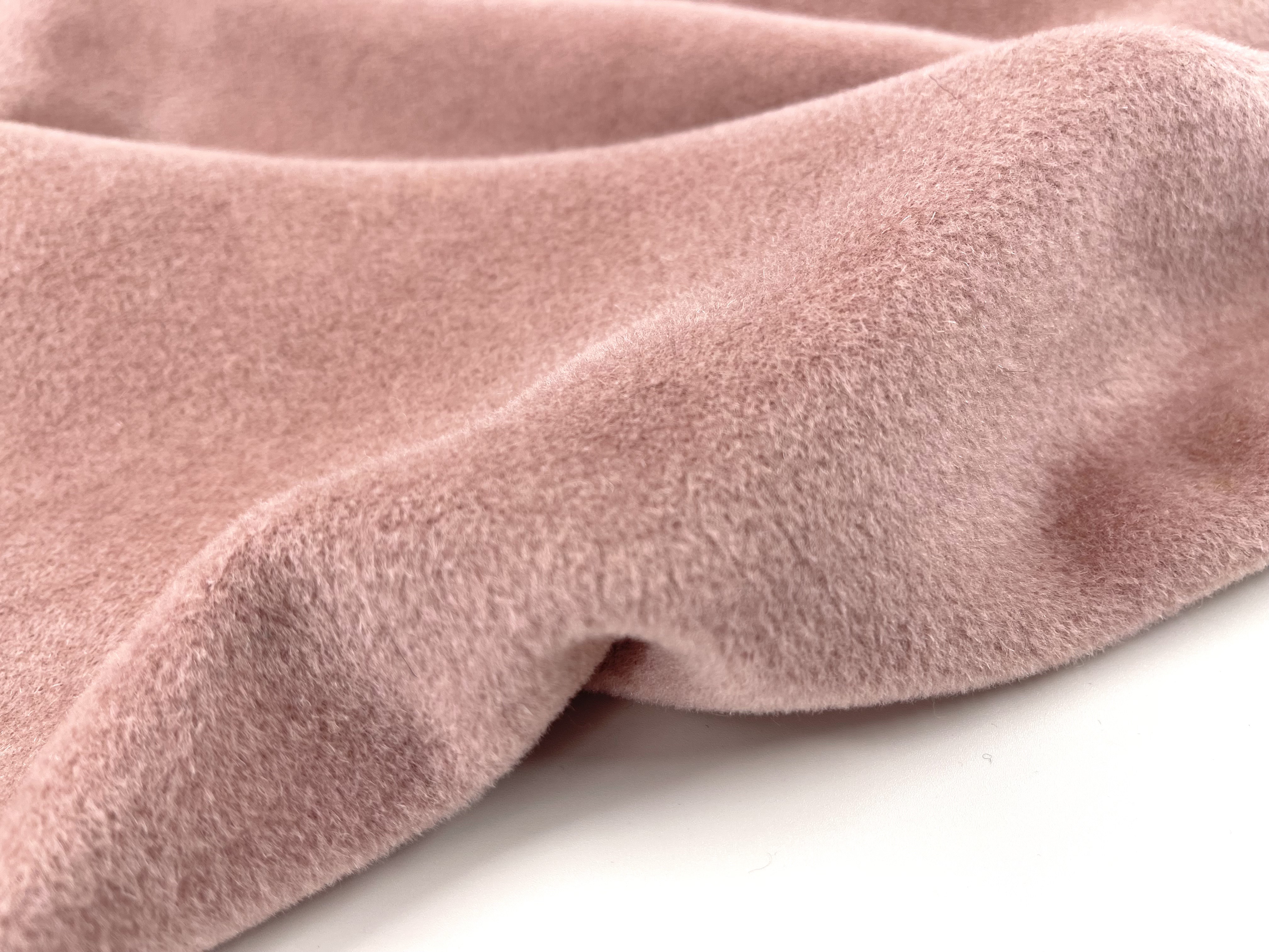 柔软光泽 灰粉色羊绒顺毛长毛羊毛料布料秋冬大衣外套风衣面料