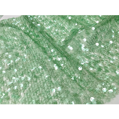 浅绿立体亮片礼服裙衬衫时装面料