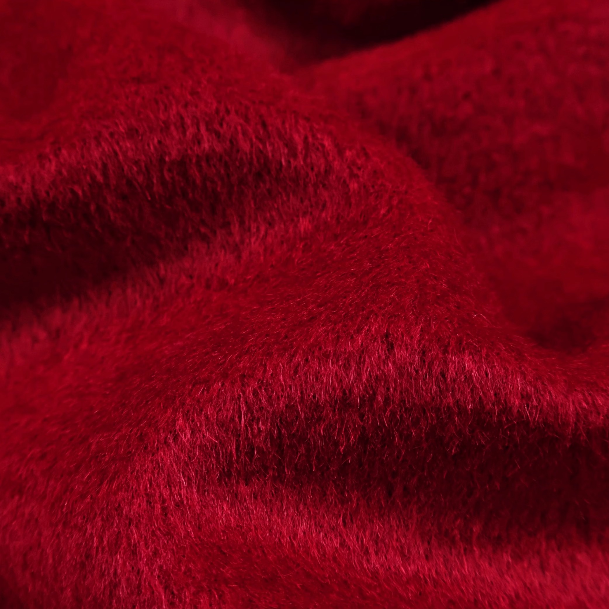 细腻真丝羊绒浓郁红色单面顺毛羊毛布料冬天大衣外套斗篷汉服面料