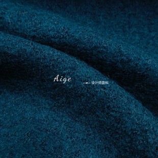 雀蓝色100%wool弹力针织羊毛呢毛料面料冬天大衣裙布料 垂感弹力