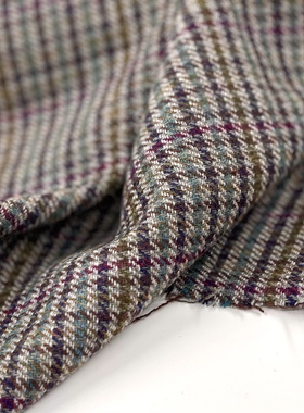 tweed 彩纱混色小千鸟格羊毛呢面料秋冬西装裤子外套diy布料