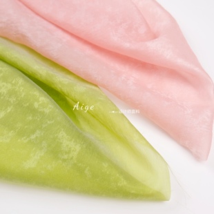 亲肤半透明 粉色绿色珠光晕染天丝人丝丝麻面料衬衣连衣裙布料DIY