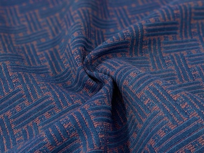 意大利进口 廓形硬挺粉蓝色几何提花毛料布料风衣大衣布料diy