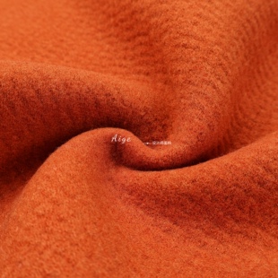 原装进口 橘色wool双层肌理感双面羊毛呢毛料面料大衣布料DIY