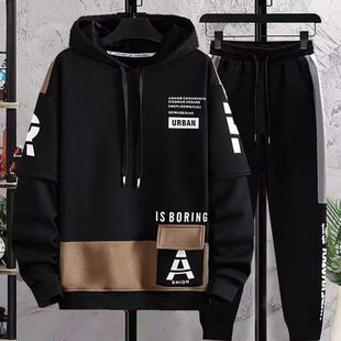 13春秋季青少年连帽卫衣套装12岁男孩初中学生14潮流帅气15大童装