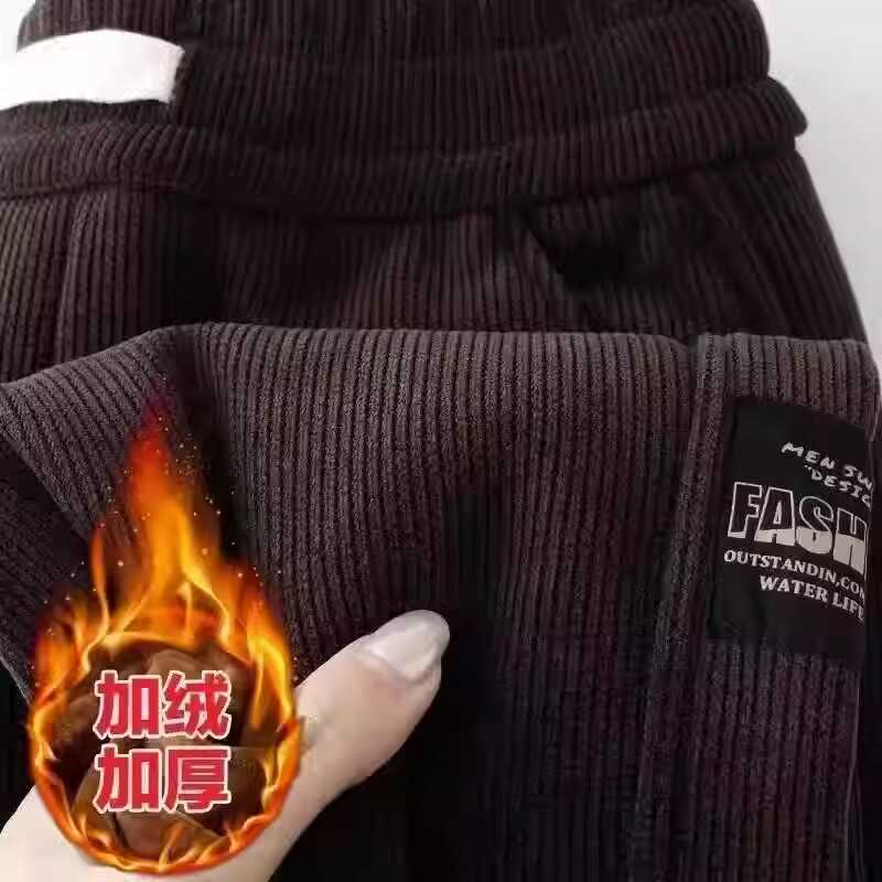 男同款新款百搭束宽松秋冬季潮流加绒卫裤灯芯绒裤子ins脚裤