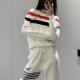 休闲运动两件套 撞色条纹毛衣长裤 学院风TB狗狗针织套装 女秋冬款