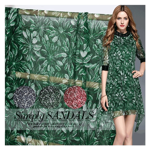 七彩之韵绽放花苞印花真丝顺纡乔其纱轻柔薄纱飘逸桑蚕丝面料布料