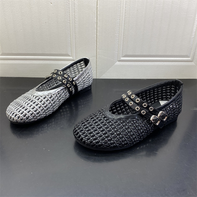 2025年夏季新款双带编织摩登复古时尚低跟平底单鞋百搭玛丽珍鞋