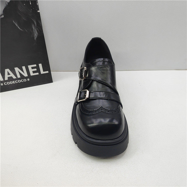 2026年春季新款英伦风厚底乐福鞋女黑色双皮带扣百搭增高小皮鞋,女鞋,乐福鞋（豆豆鞋）,淘宝优惠券,粉丝福利购,淘宝优惠卷