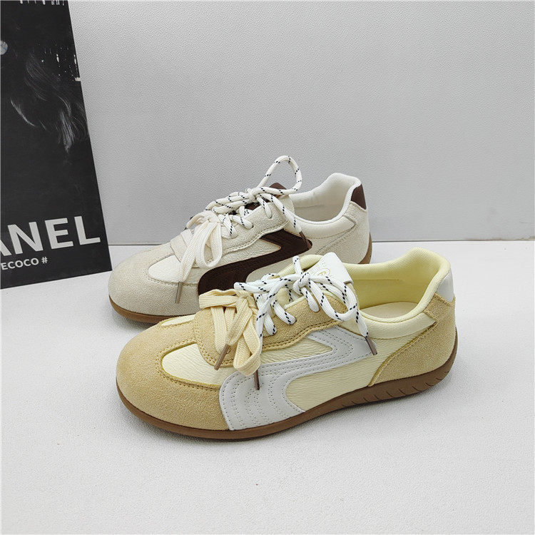 2026年拼色德训鞋女休闲系带小白鞋拼接百搭平底运动鞋春季新款,女鞋,德训鞋,淘宝优惠券,粉丝福利购,淘宝优惠卷