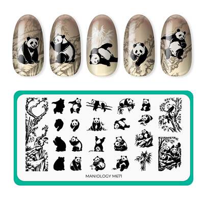 Maniology曼妮芝美甲印花板M671-国宝熊猫萌化指尖圆滚滚 萌趣