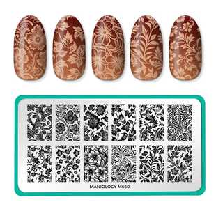 Maniology曼妮芝美甲印花板M660 复古皮雕植物波西米亚风清新灵动