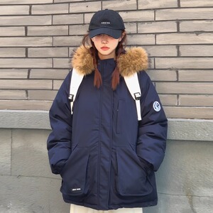 2024新款冬季工装派克棉服连帽短款小个子女毛领加厚保暖外套棉袄