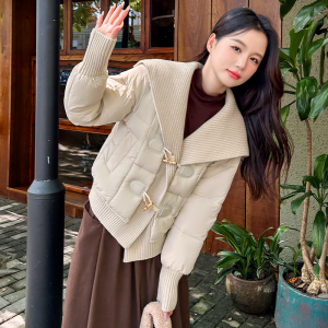 小香风短款羽绒棉服女冬季精品新款加厚韩系拼接大翻领棉衣外套