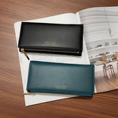 简约百搭多卡位折叠钱夹时尚 高档质感女士长款 钱包韩版 孔雀蓝手包